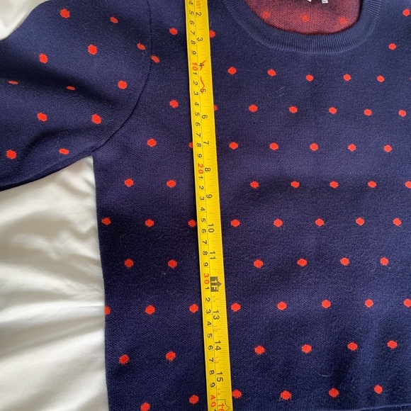 OXYGENE Two-Piece Knit Crop Top and Trumpet Skirt Set in Navy and Red Polka Dot - Picture 12 of 16